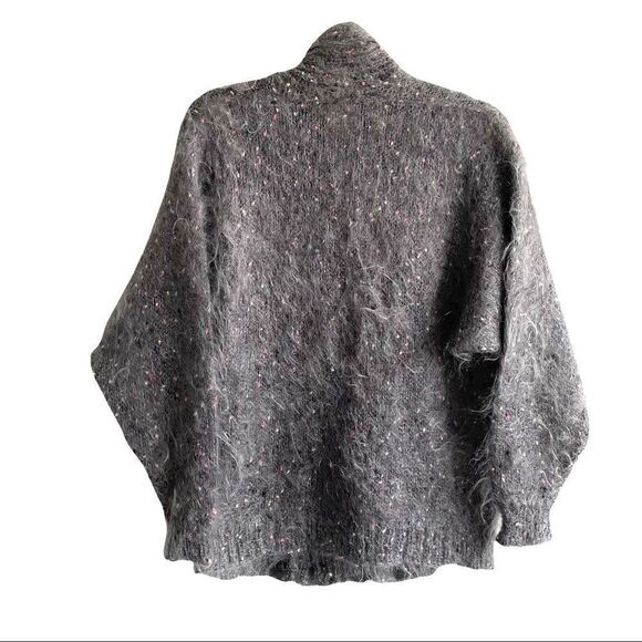 Handmade Chunky Knit Shawl Collar Cardigan Sweater Grey L - Picture 3 of 8